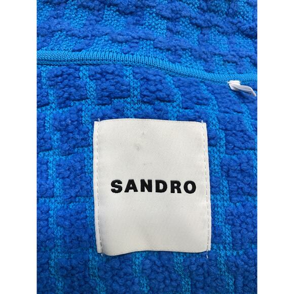 Sandro Cropped 'Tweed' Blue Coatigan Size XS - Picture 4 of 5